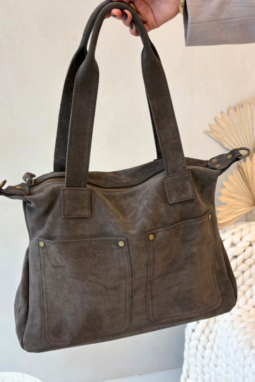 Bolso de ante marrón con bolsillos Zephina 2