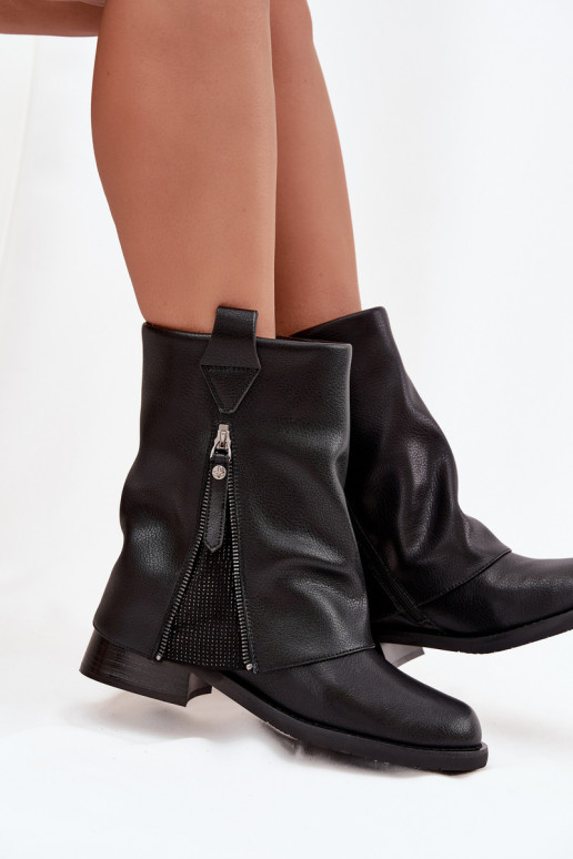 Piel Botas de mujerENyAiniętą CholeAką reloj Tiene queciejka K7213-01 de color negro