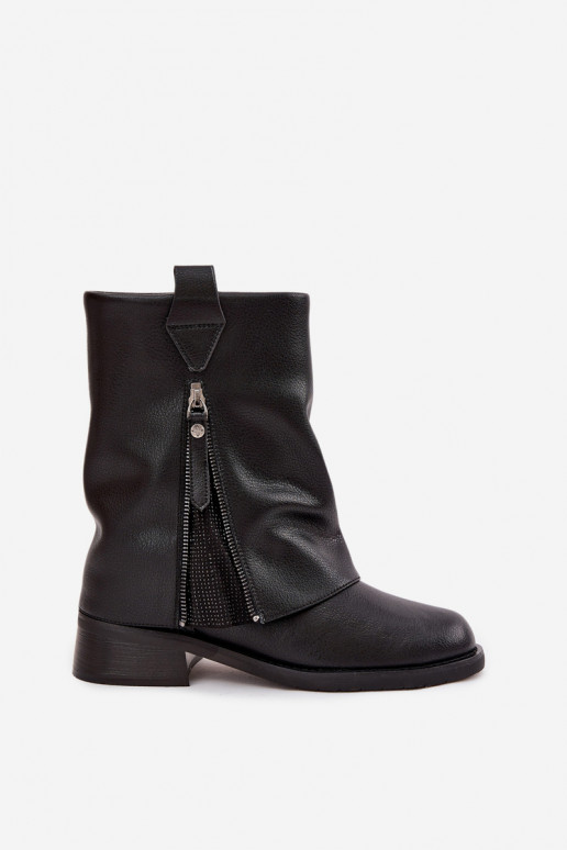 Piel Botas de mujerENyAiniętą CholeAką reloj Tiene queciejka K7213-01 de color negro