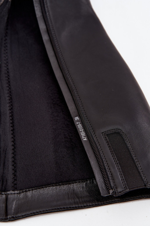 Piel calentamiento botas de mujer con tacones Tiene queciejka A7165-01 de color negro