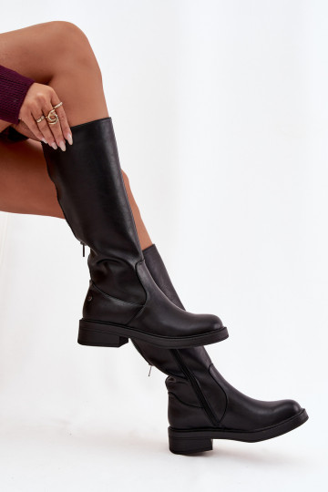 Piel Botas cálidas Tiene queciejka A7164-01 de color negro