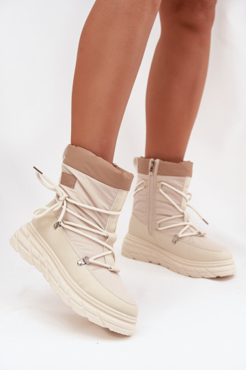 Botas de nieve para mujer Lee Cooper LCJ-25-44-3931 color arena con caña 2