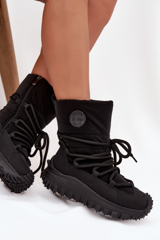 Piel Botas de nieve con una plataforma Lee Cooper LCJ-25-12-3660 de color negro