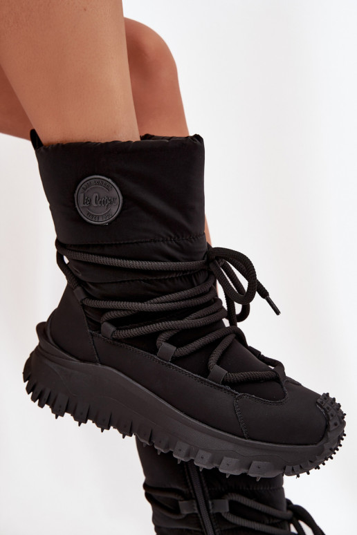 Piel Botas de nieve con una plataforma Lee Cooper LCJ-25-12-3660 de color negro