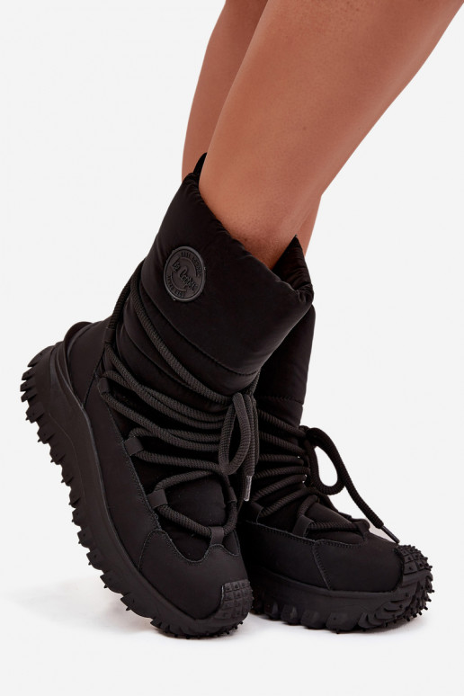 Piel Botas de nieve con una plataforma Lee Cooper LCJ-25-12-3660 de color negro