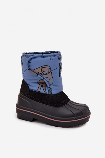 Botas de nieve para niños Lee Cooper LCJ-25-10-3774 color azul con cierres adhesivos