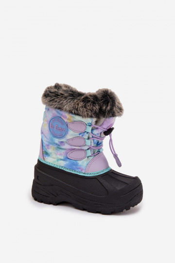 Botas de nieve para niños Lee Cooper LCJ-25-10-3778 color violeta con pelo y gomas