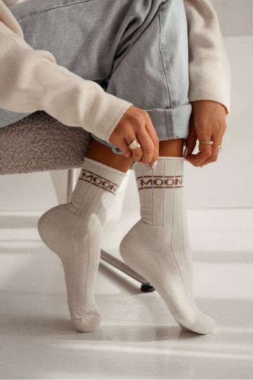 Medias Femenino Półfrotte UNIQUE Sin presión MOON color marfil