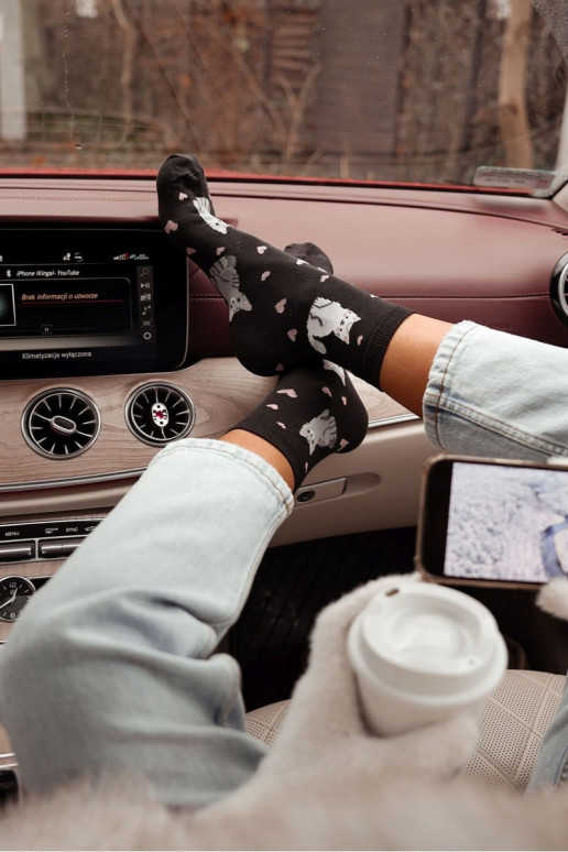 Medias Femenino gatos I con corazones de color negro Medias Femenino gatos I con corazones de color negro