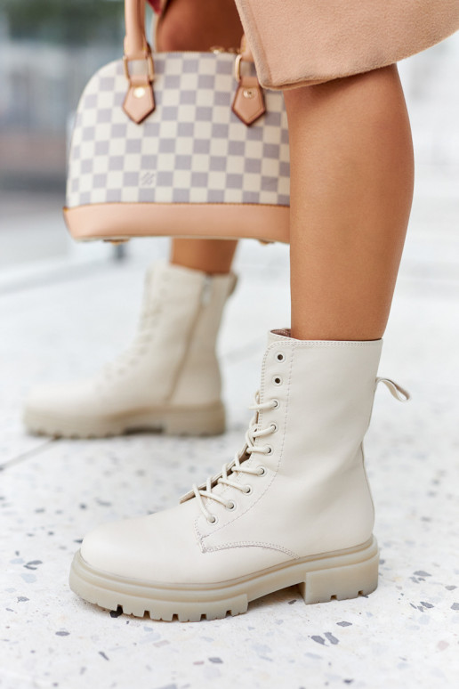 Alto botines de trabajo beige Rozelle Alto botines de trabajo beige Rozelle