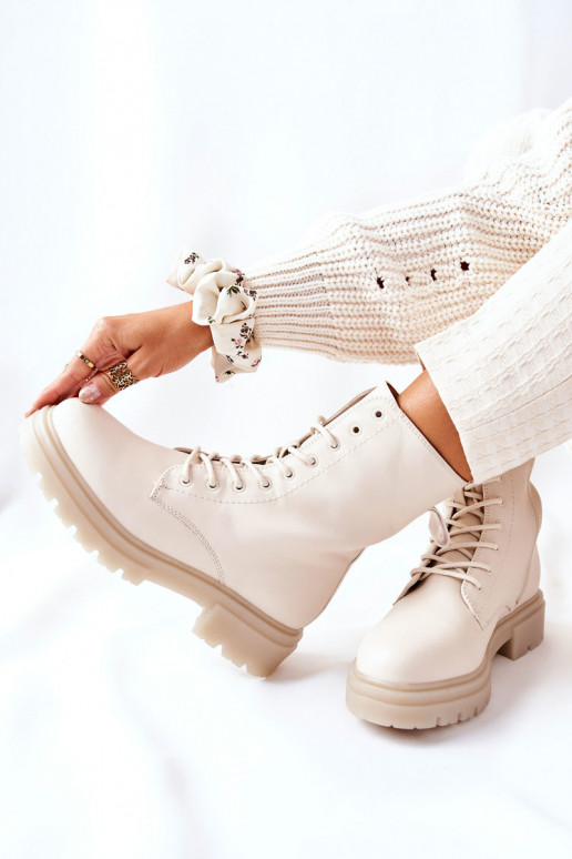 Alto botines de trabajo beige Rozelle