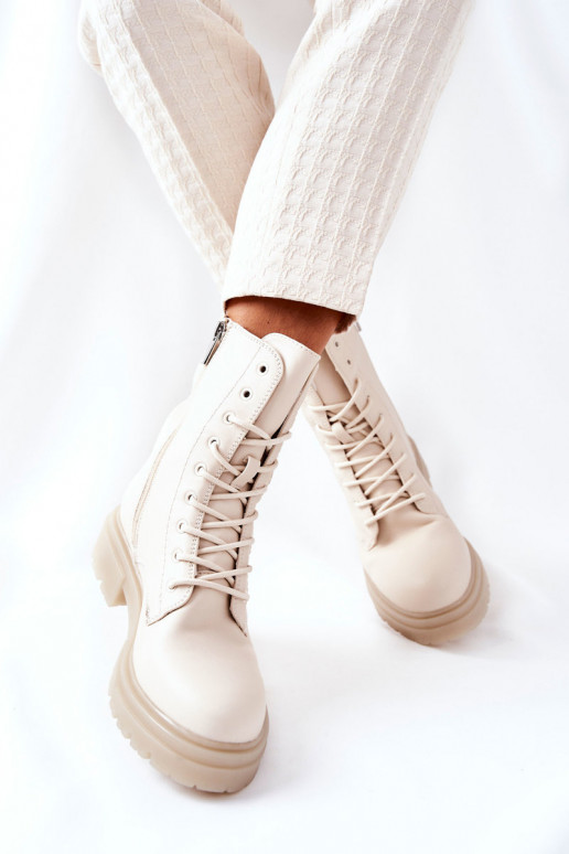 Alto botines de trabajo beige Rozelle