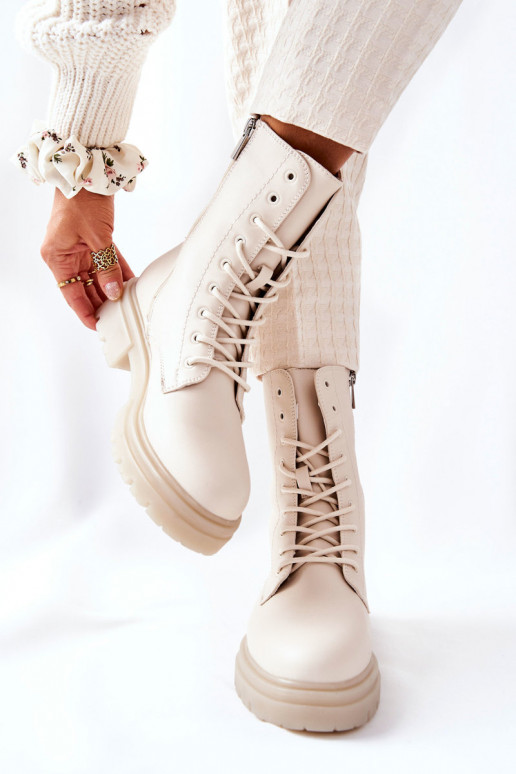 Alto botines de trabajo beige Rozelle