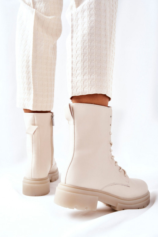 Alto botines de trabajo beige Rozelle