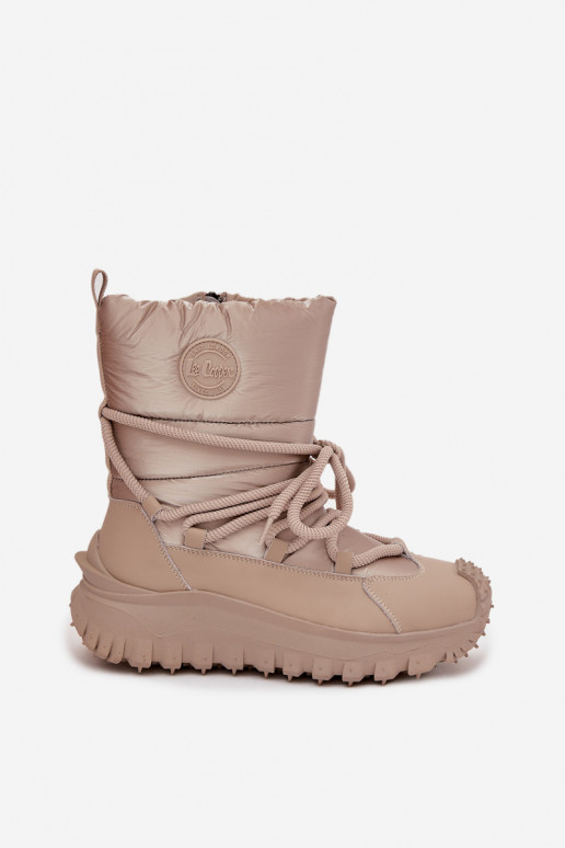 Piel Botas de nieve con una plataforma Lee Cooper LCJ-25-12-3663 beige-color dorado