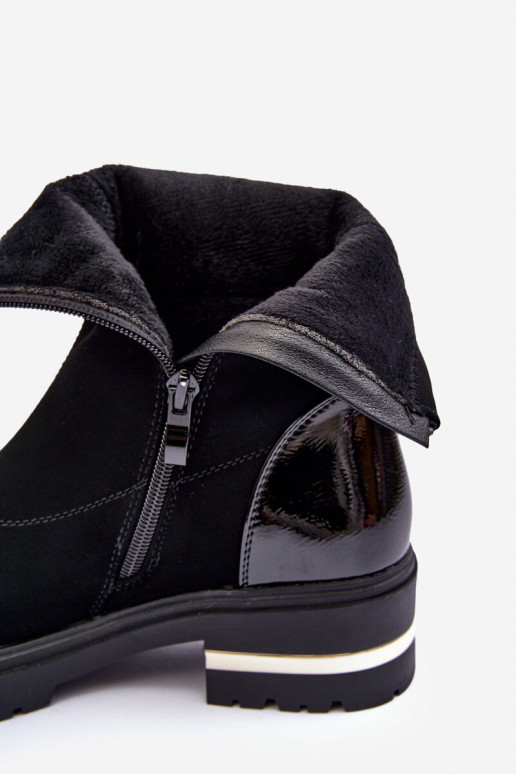 Piel modelo clásico Botas con tacones anchos de color negro Shendete