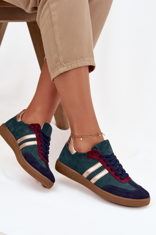 Zazoo N1068 de gamuza Bajo Zapatillas modelo zapatos. Femenino ButelkoAa Zieleń