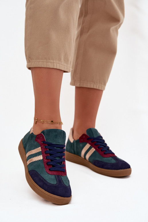 Zazoo N1068 de gamuza Bajo Zapatillas modelo zapatos. Femenino ButelkoAa Zieleń