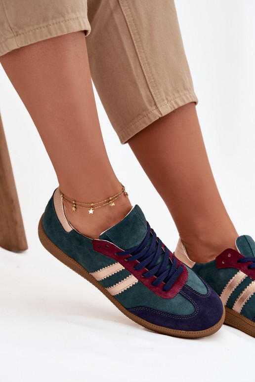 Zazoo N1068 de gamuza Bajo Zapatillas modelo zapatos. Femenino ButelkoAa Zieleń