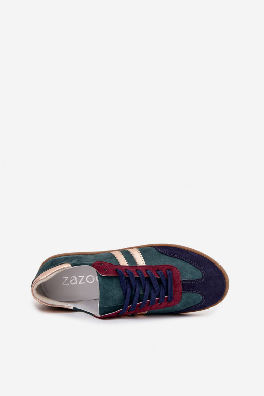 Zazoo N1068 de gamuza Bajo Zapatillas modelo zapatos. Femenino ButelkoAa Zieleń