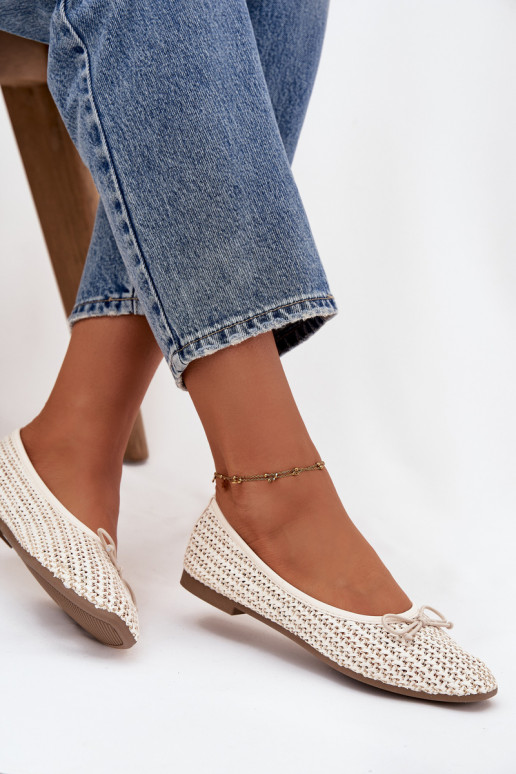 bailarinas Con Trenza I Kokardką color marfil Belirra