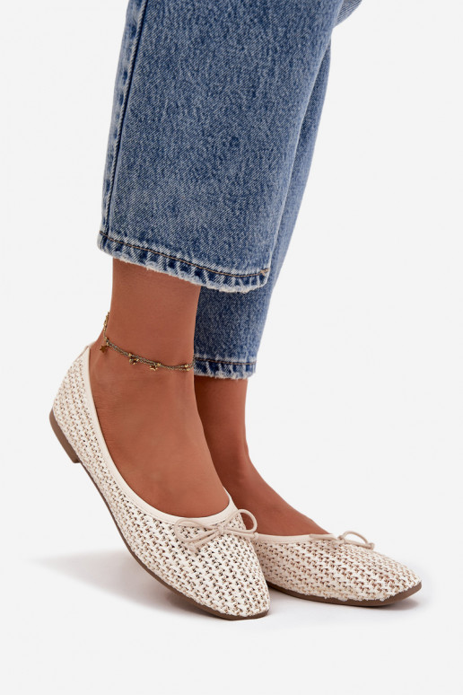 bailarinas Con Trenza I Kokardką color marfil Belirra