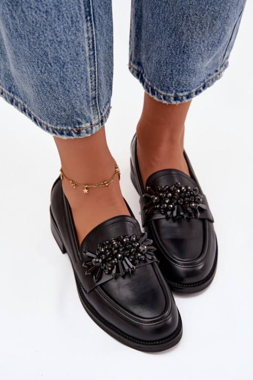 zapatos mocasines de mujer con adornos de color negro Murelle