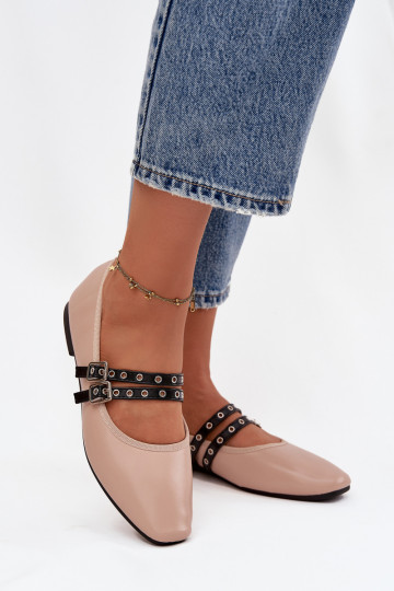 bailarinas Femenino con rayas beige Deliora 2