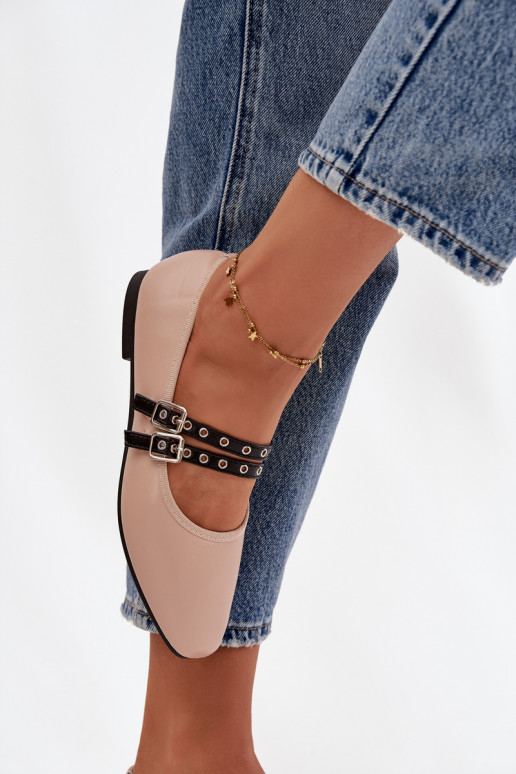 bailarinas Femenino con rayas beige Deliora