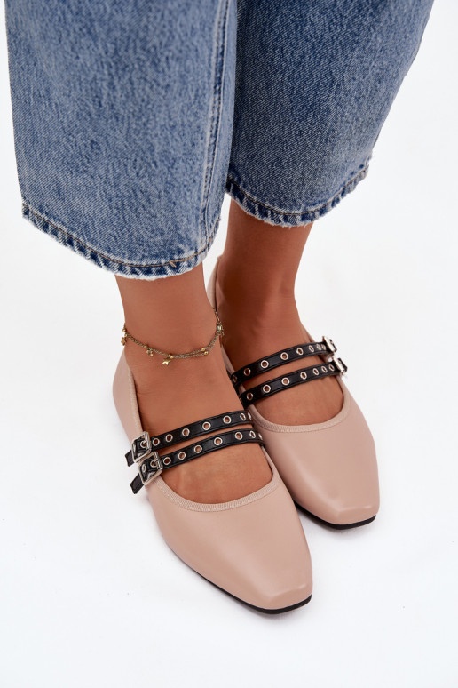 bailarinas Femenino con rayas beige Deliora