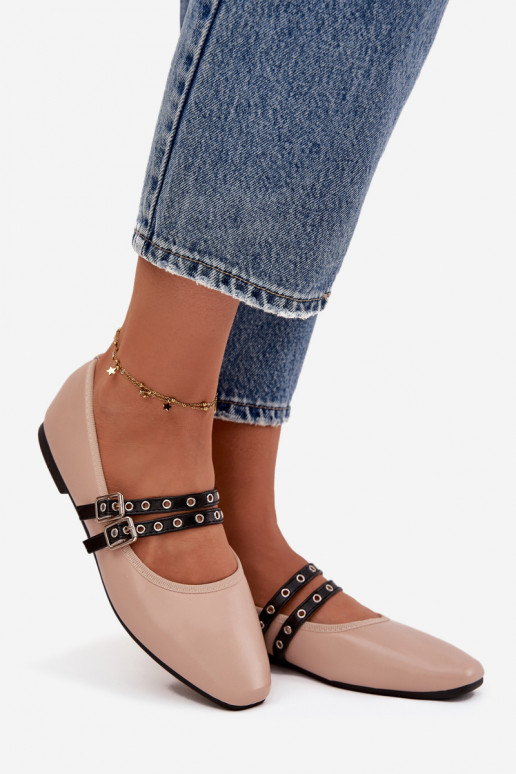 bailarinas Femenino con rayas beige Deliora