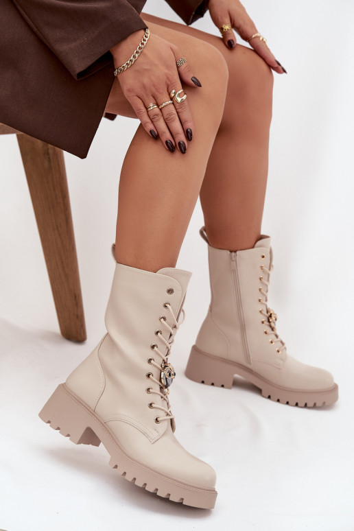 botines de trabajo Femenino con adornos beige Jorayne