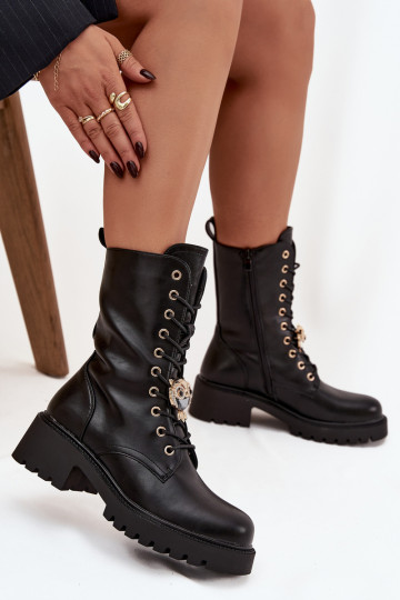 botines de trabajo Femenino con adornos de color negro Jorayne