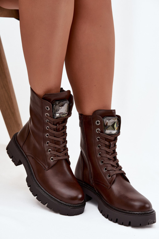 botines de trabajo FemeninoOzdoba Eko Piel CzekoladoAe Karessa