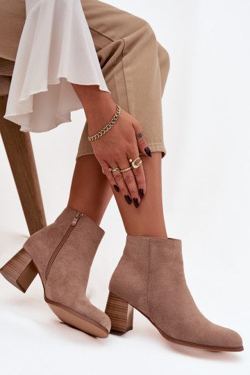 Botas de mujer de gamuza ecológicaoAe beige Tiene querilou