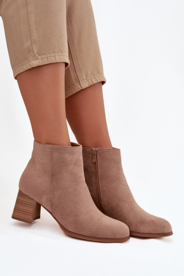 Botas de mujer de gamuza ecológicaoAe beige Tiene querilou 2