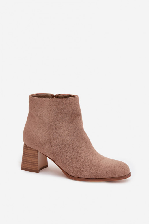 Botas de mujer de gamuza ecológicaoAe beige Tiene querilou