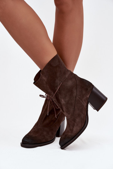 Botines de mujer de ante "Zazoo 1151" color chocolate