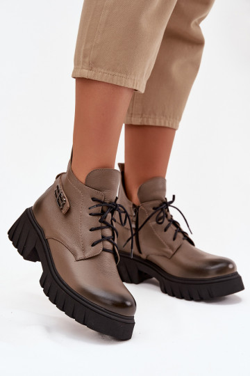 Botines de mujer de caña baja, cálidos, color arena "Zazoo 60483" 2