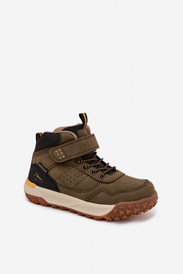 botas de montaña Infantil con sujetadores adhesivos de color caqui Pavisse