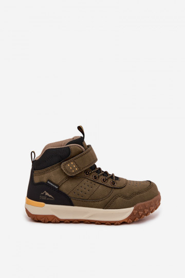 botas de montaña Infantil con sujetadores adhesivos de color caqui Pavisse 2