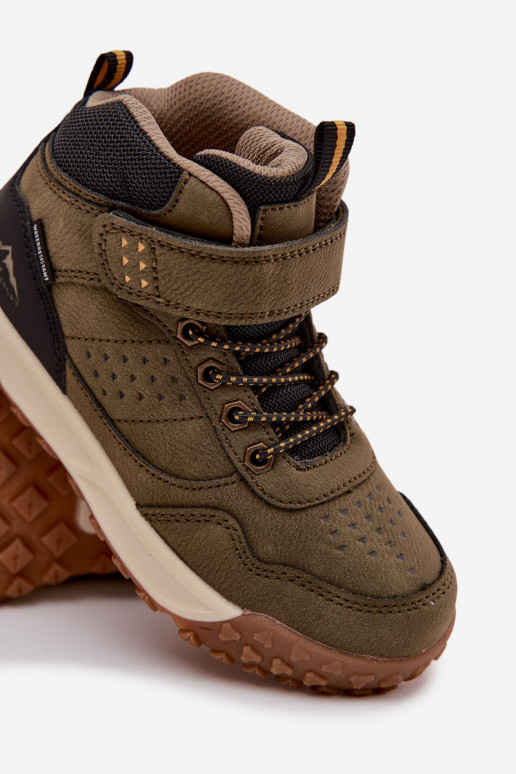 botas de montaña Infantil con sujetadores adhesivos de color caqui Pavisse