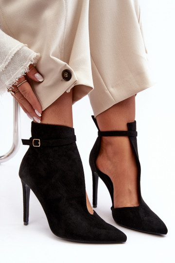 Zapatos de gamuza Femenino con tacones finos de color negro Amalundi 2