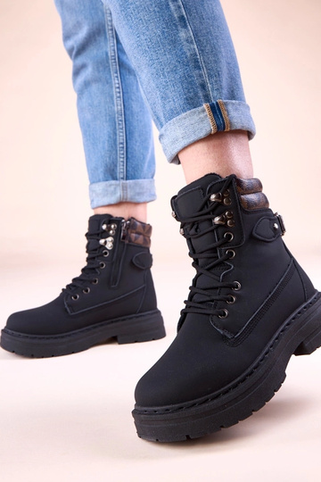 Botas traperas negras y cálidas de cuero sintético mate Selio