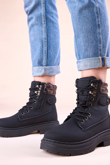 Botas traperas negras y cálidas de cuero sintético mate Selio 2