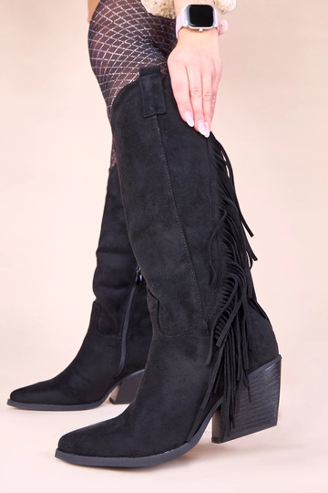 Botas vaqueras negras con flecos Misa