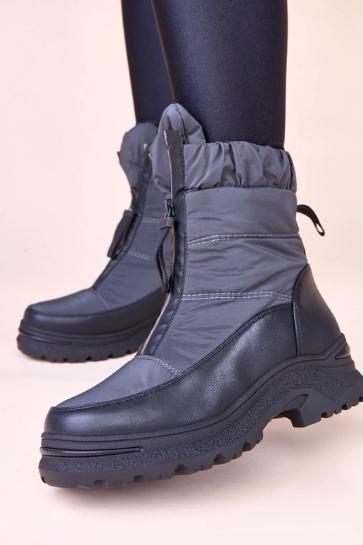 Botas grises de nieve con cremallera...