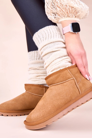 Botas de nieve marrones cálidas de ante natural con piel Matilda 2