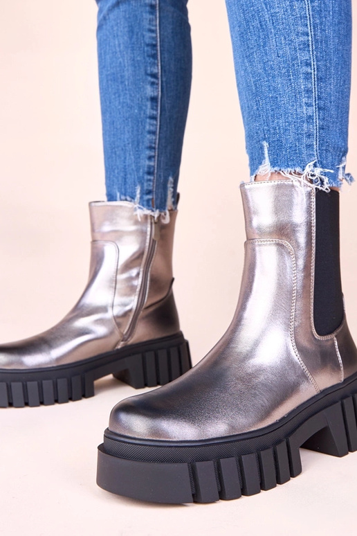 Botines plateados con plataforma y...