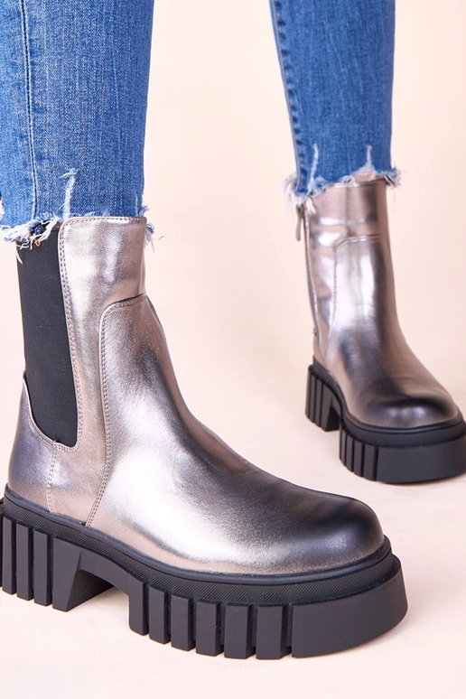 Botines plateados con plataforma y...